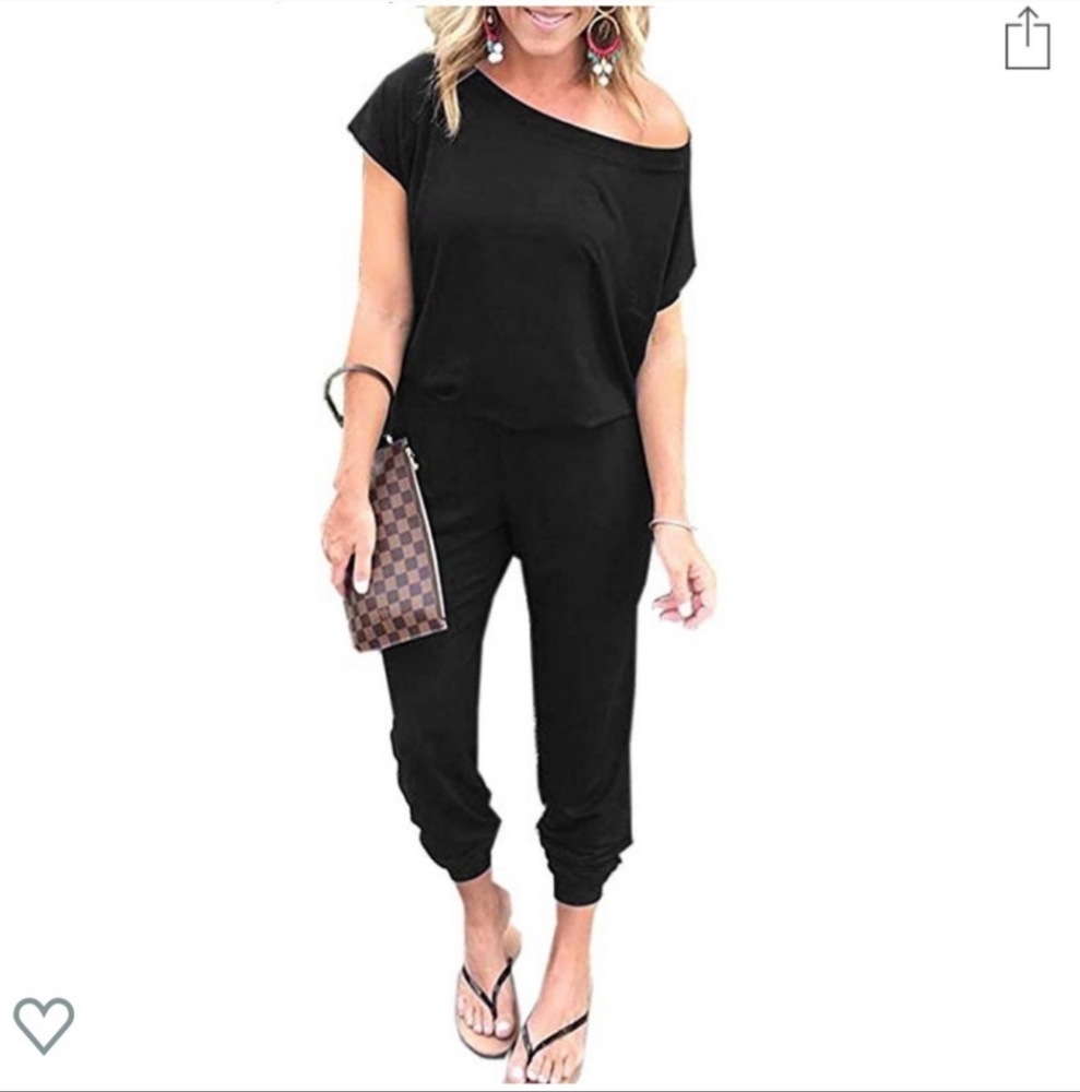 Elegant Black Women's Jumpsuit Short Sleeves